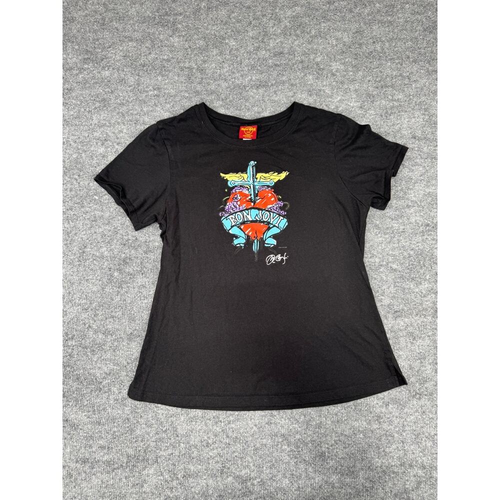 2008 Hard‎ Rock Cafe Signature Series Bon Jovi Sz L Black Women’s T Shirt